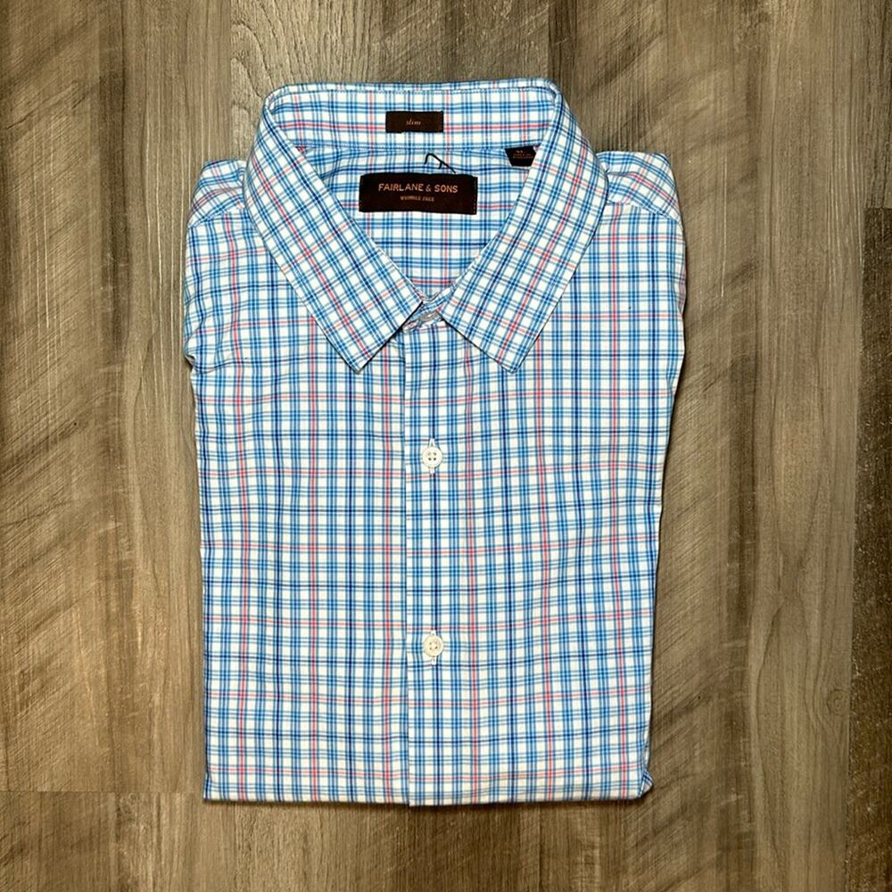 Fairlane & Sons Slim Wrinkle Free Long Sleeve Button Down Shirt - XL